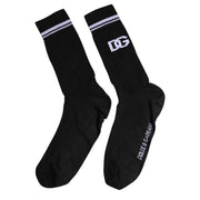 Dolce & Gabbana Black Cotton Logo Mid Calf Men Socks