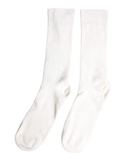 Dolce & Gabbana White Cotton Solid Mid Calf Men Socks