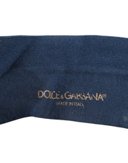 Dolce & Gabbana Blue Cotton DG Logo Over The Calf Socks