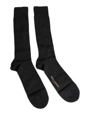 Dolce & Gabbana Black Stretch Logo Mid Calf Men Socks