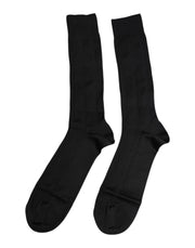 Dolce & Gabbana Black Stretch Logo Mid Calf Men Socks