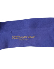 Dolce & Gabbana Purple Cotton Logo Over The Calf Socks
