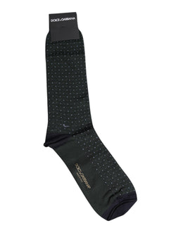 Dolce & Gabbana Black Polka Dots Cotton Mid Calf Socks