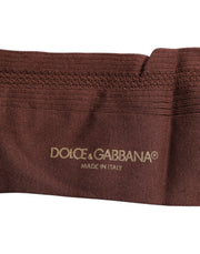 Dolce & Gabbana Brown Stretch Logo Print Mid Calf Socks