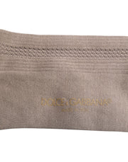 Dolce & Gabbana Brown Cotton Stretch Logo Over Calf Socks