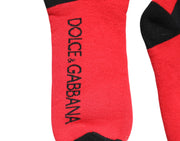 Dolce & Gabbana Red Cotton Stretch Printed Socks