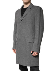 Dolce & Gabbana Gray Wool Single Breasted Trench Coat Jacket