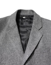 Dolce & Gabbana Gray Wool Single Breasted Trench Coat Jacket