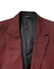 Dolce & Gabbana Maroon Wool Slim Fit Men Coat Jacket Blazer