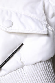 Dolce & Gabbana White Nylon Full Zip Cropped Bomber Jacket