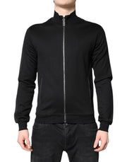 Dolce & Gabbana Black Cotton Logo Full Zip Men Bomber Jacket