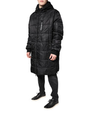 Dolce & Gabbana Black Hooded Parka Coat Winter Jacket