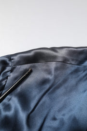 Dolce & Gabbana Blue Solid Silk Men Wrap Robe Coat Jacket