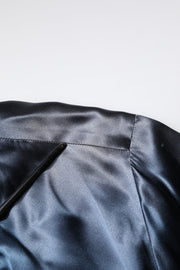 Dolce & Gabbana Blue Solid Silk Men Wrap Robe Coat Jacket