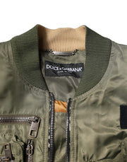 Dolce & Gabbana Green Nylon Full Zip Men Bomber Jacket