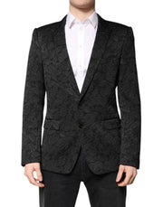 Dolce & Gabbana Black MARTINI Brocade Single Breasted Blazer