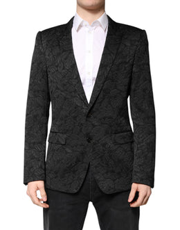 Dolce & Gabbana Black MARTINI Brocade Single Breasted Blazer