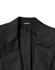 Dolce & Gabbana Black Cotton Single Breasted Men Coat Blazer