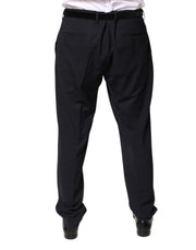 Dolce & Gabbana Black Wool Mid Waist Dress Pants