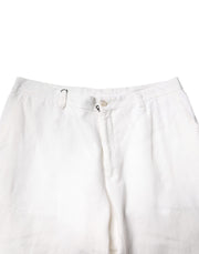 Dolce & Gabbana White Linen Mid Waist Men Dress Pants