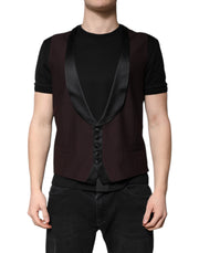 Dolce & Gabbana Maroon Wool Waistcoat Dress Formal Vest
