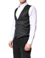 Dolce & Gabbana Black Wool Waistcoat Dress Formal Vest
