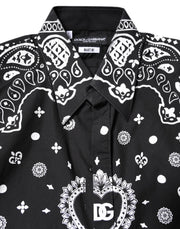 Dolce & Gabbana Black White Bandana MARTINI Casual Shirt