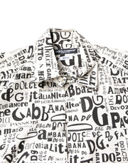 Dolce & Gabbana White Black Logo MARTINI Men Casual Shirt