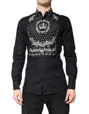 Dolce & Gabbana Black White Bandana GOLD Formal Dress Shirt