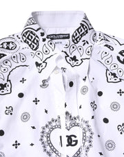 Dolce & Gabbana White Black Bandana MARTINI Men Dress Shirt