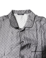 Dolce & Gabbana Gray Polka Dot Silk Long Sleeve Shirt