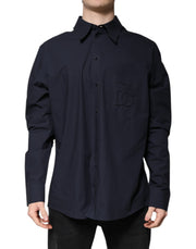 Dolce & Gabbana Dark Blue Cotton Long Sleeve Shirt