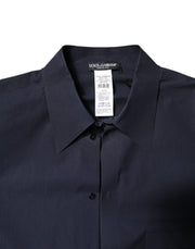 Dolce & Gabbana Dark Blue Cotton Long Sleeve Shirt
