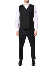 Dolce & Gabbana Black Double Breasted Formal 3 Piece Suit