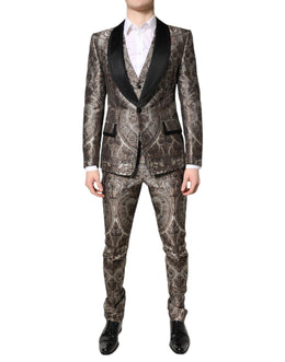 Dolce & Gabbana Multicolor Jacquard Single Breasted 3 Piece Suit