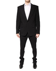 Dolce & Gabbana Black Cotton Single Breasted 2 Piece Suit