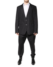 Dolce & Gabbana Black Cotton Single Breasted 2 Piece Suit