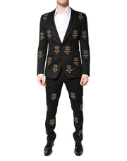 Dolce & Gabbana Black Bee Crown Embroidery 2 Piece Suit