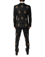 Dolce & Gabbana Black Bee Crown Embroidery 2 Piece Suit