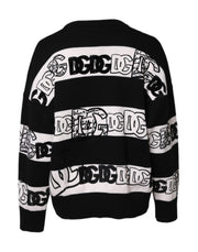 Dolce & Gabbana Black White Logo Print Wool Pullover Sweater