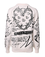 Dolce & Gabbana White Black Logo Print Women Pullover Sweater