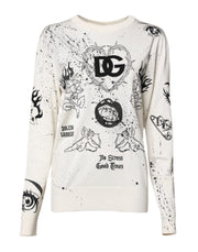 Dolce & Gabbana White Logo Angel Print Women Pullover Sweater