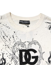 Dolce & Gabbana White Logo Angel Print Women Pullover Sweater