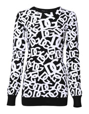 Dolce & Gabbana Black White Logo Print Women Pullover Sweater