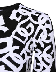 Dolce & Gabbana Black White Logo Print Women Pullover Sweater