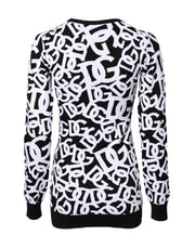 Dolce & Gabbana Black White Logo Print Women Pullover Sweater