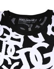 Dolce & Gabbana Black White Logo Print Women Pullover Sweater