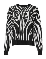 Dolce & Gabbana Black White Print Women Pullover Sweater