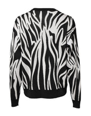 Dolce & Gabbana Black White Print Women Pullover Sweater
