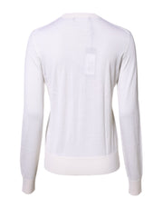 Dolce & Gabbana White Cashmere Crew Neck Top Cardigan Sweater